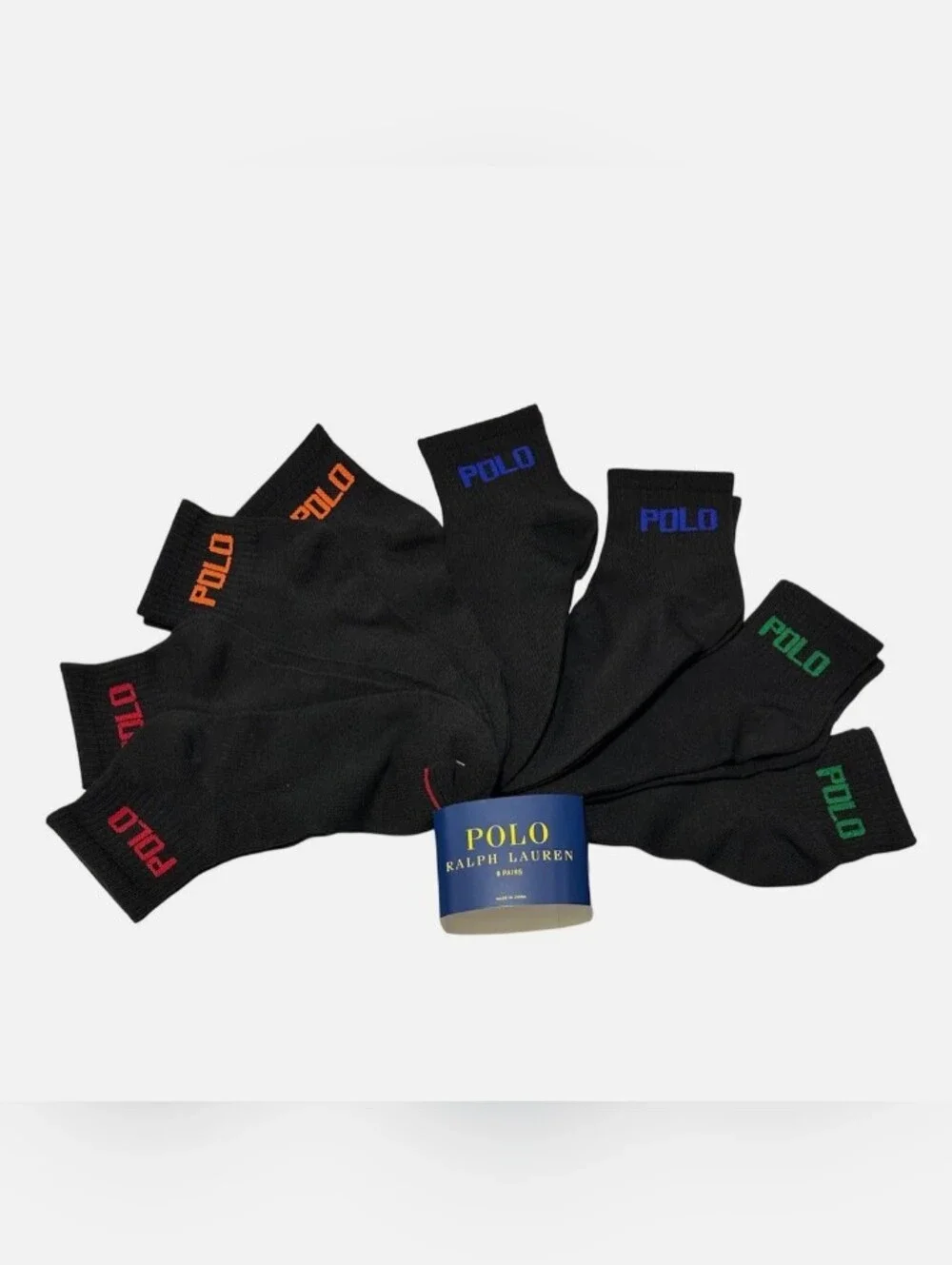 Polo Ralph Lauren Men's 8-Pack Quarter Crew Athletic Socks Black